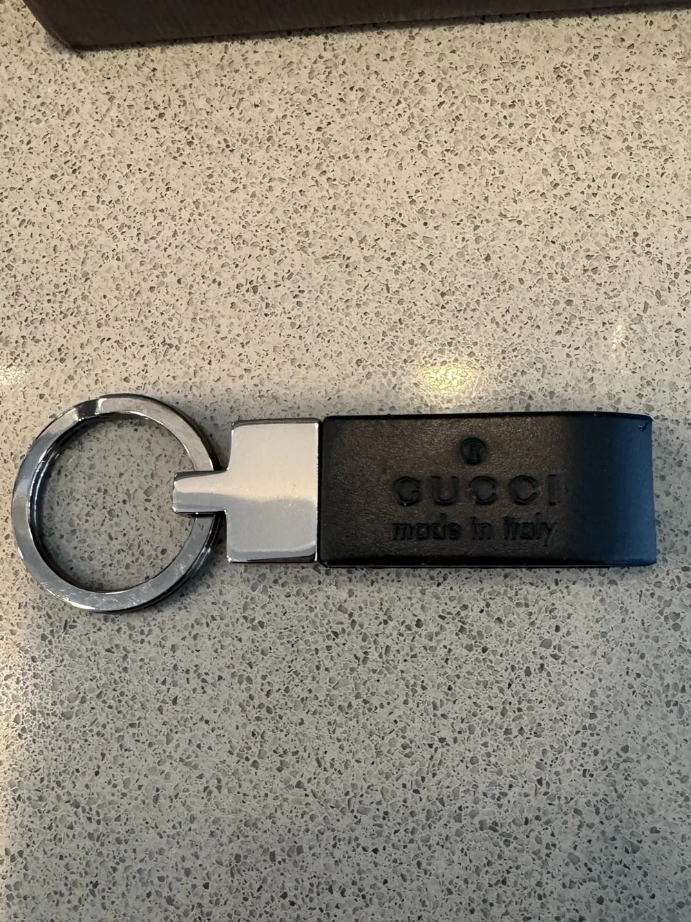 Gucci Full Set Unisex Gunmetal & Black Fob & Keychain, Bag Charm w/Receipt & Box